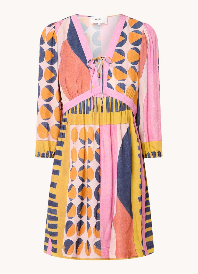 Vestido túnica corto Myriem de ba&sh con estampado gráfico.