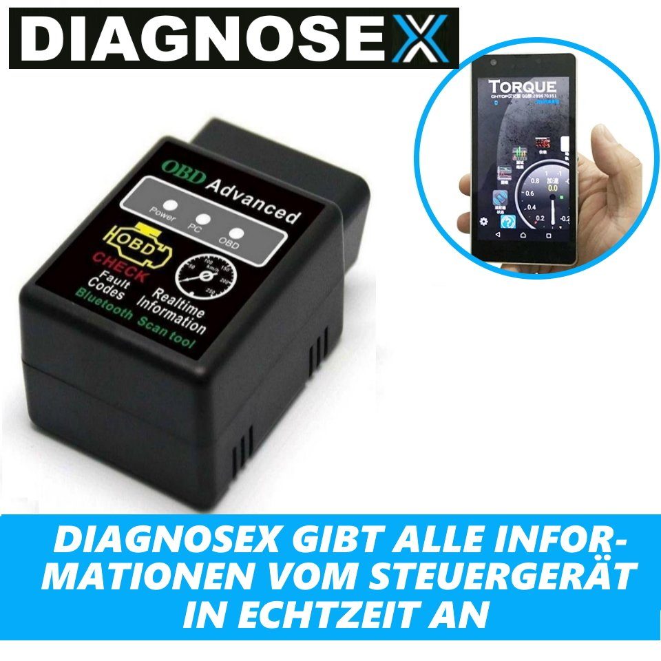 MAVURA OBD2-Diagnosegerät DIAGNOSEX OBD2 Diagnosegerät Bluetooth Autoscan Auslesegerät, Tiefen Diagnose Gerät KFZ Auto Adapter Android Handy PC