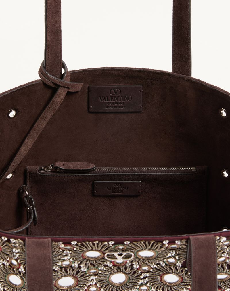 Bolsa de compras média bordada Valentino Garavani Nellcôte