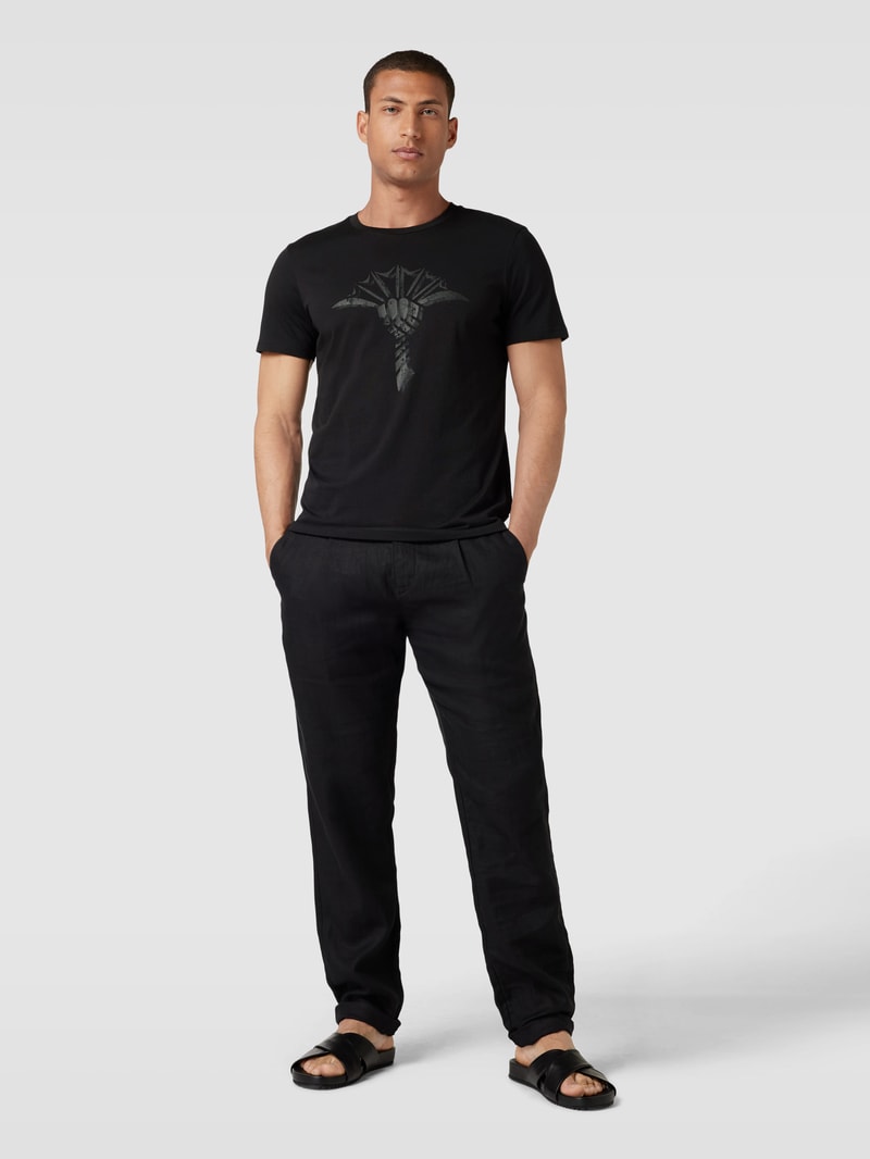 T-Shirt mit Motiv-Print Modell 'Alerio' in schwarz