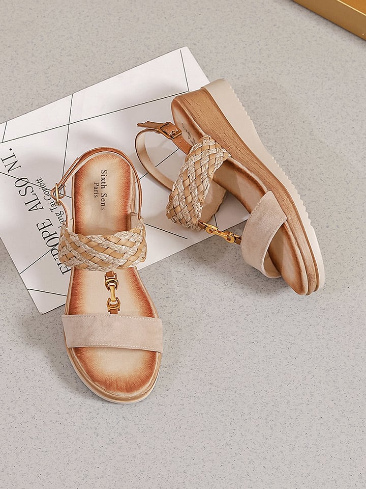 Sixth Sens Keilsandaletten in Beige günstig kaufen