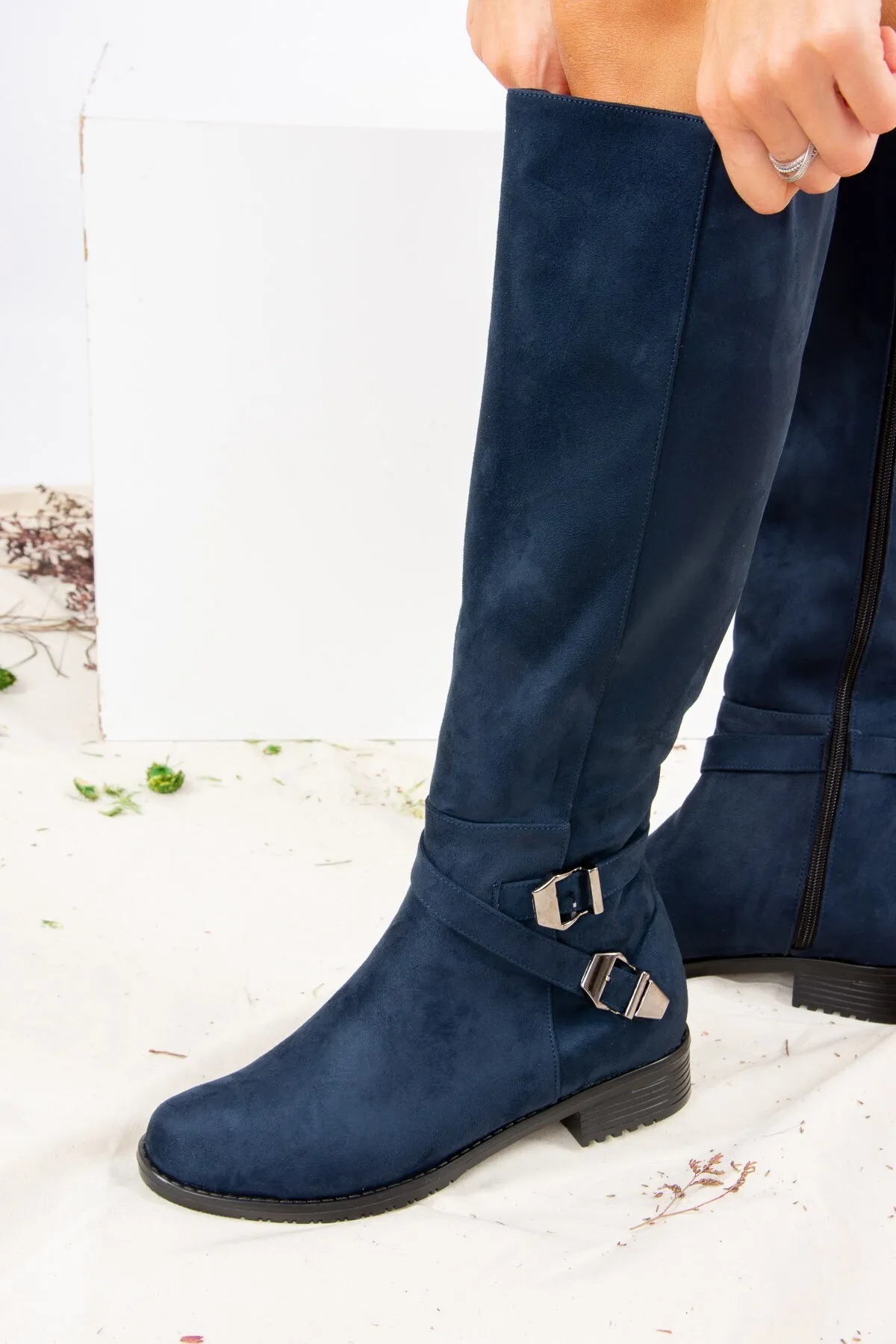 Fox Shoes  Marineblaue Wildleder-Damenstiefel E726203402