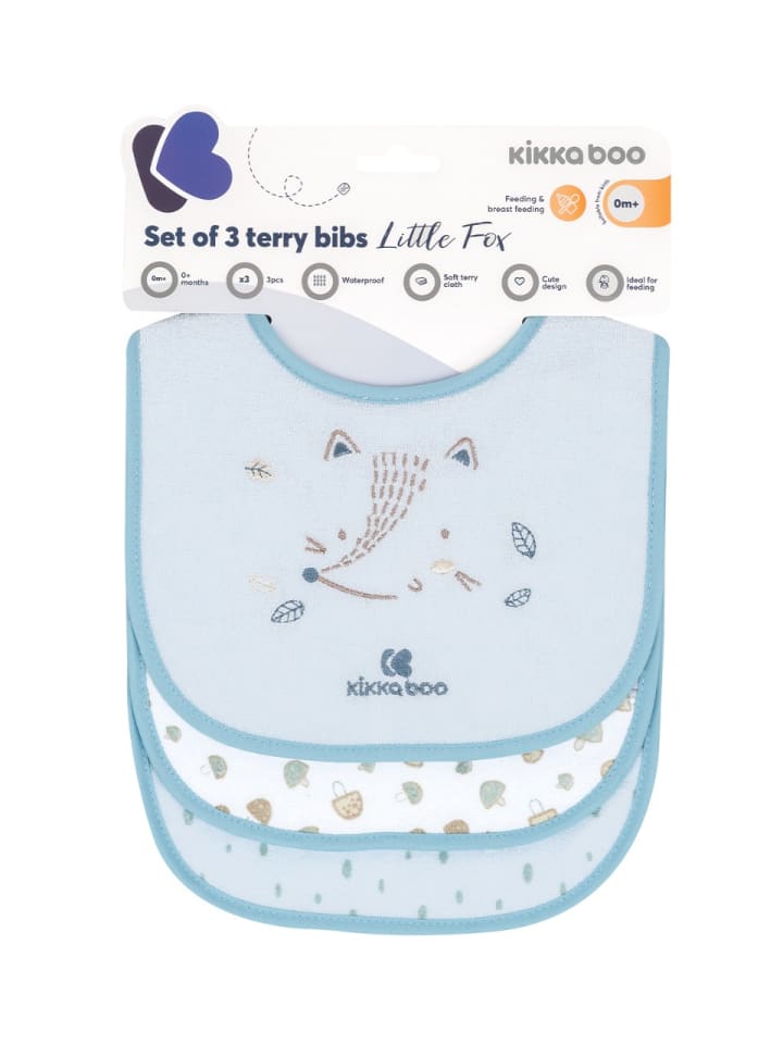 Kikkaboo Babylatz Little Fox 3-tlg Set in blau günstig kaufen onesize