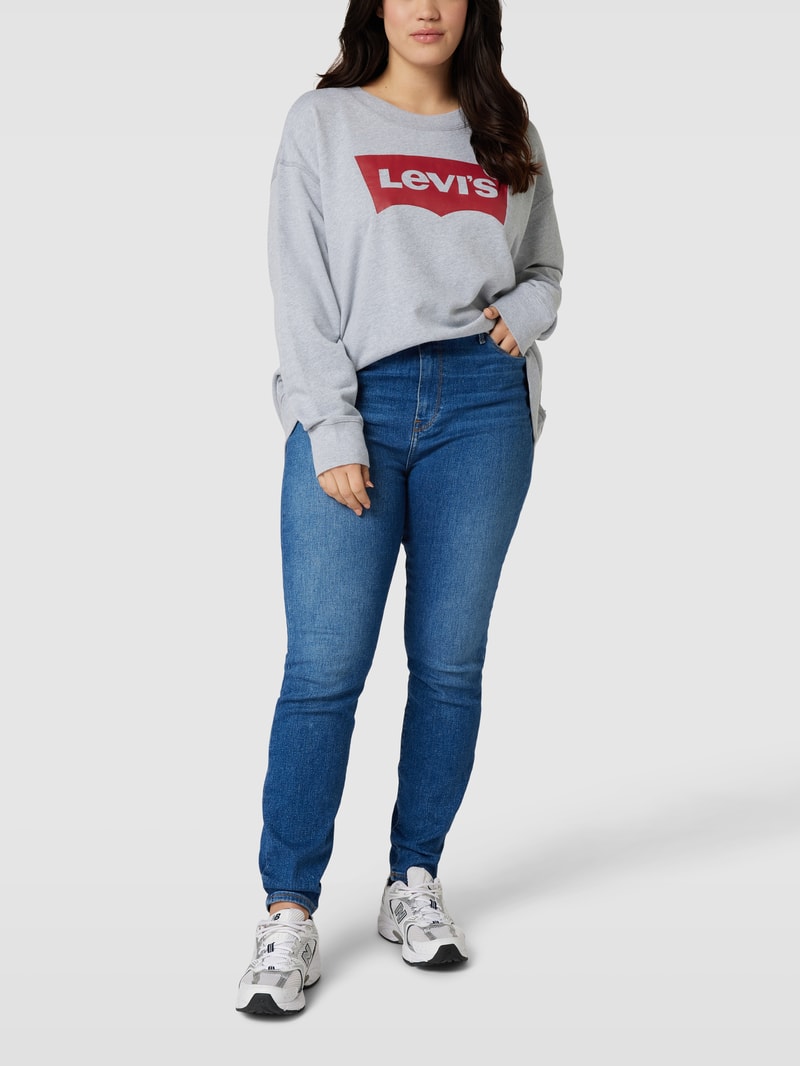 PLUS SIZE Sweatshirt mit Label-Print in hellgrau meliert