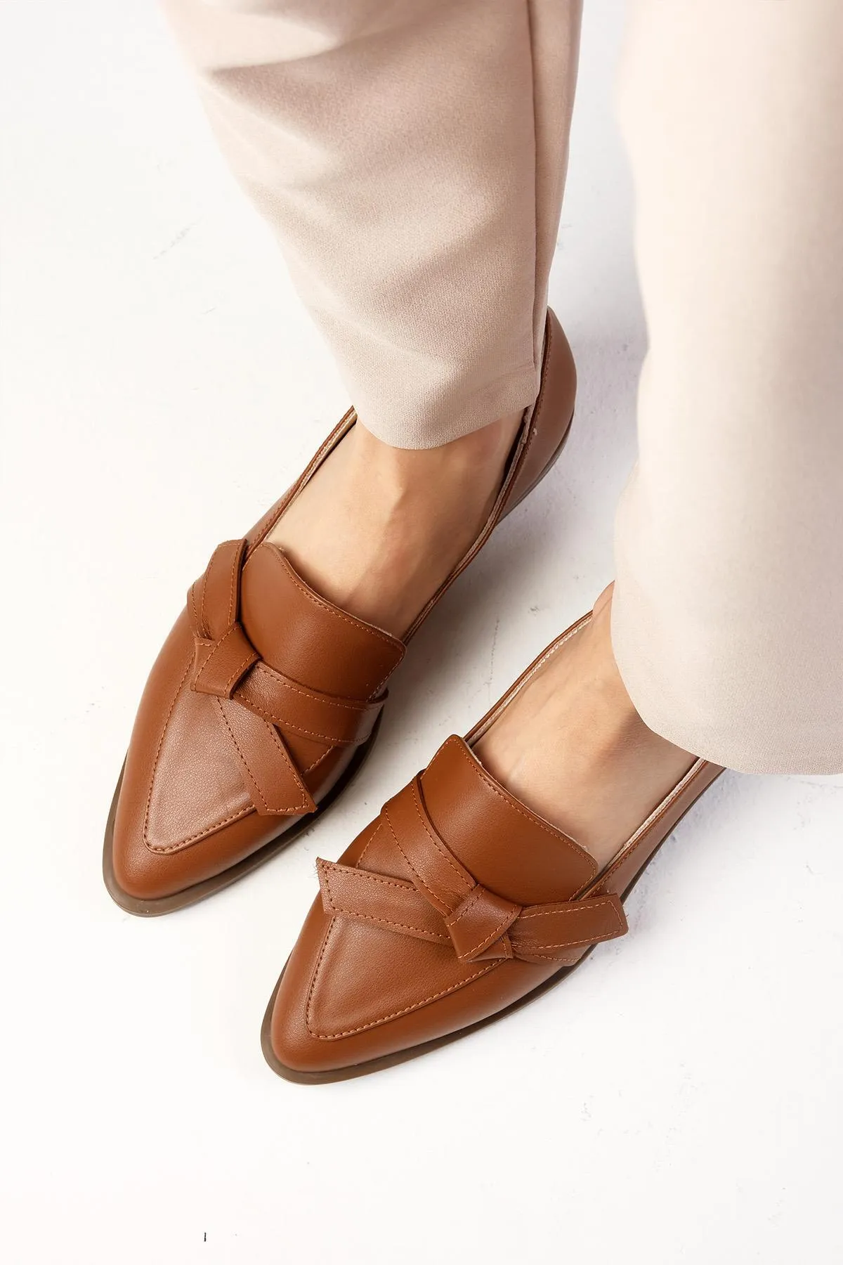 Mio Gusto  Ezra Damen-Loafer aus echtem Nerzleder, flache Schuhe für den Alltag