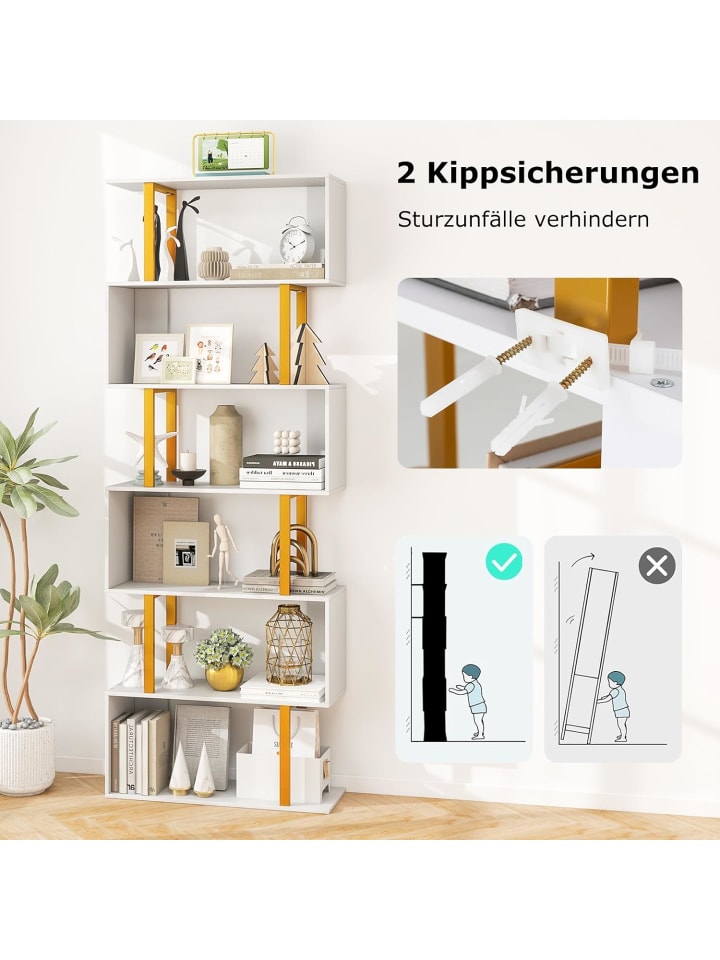 COSTWAY Standregal 6 Ebenen 70x24x189cm in Weiß günstig kaufen onesize