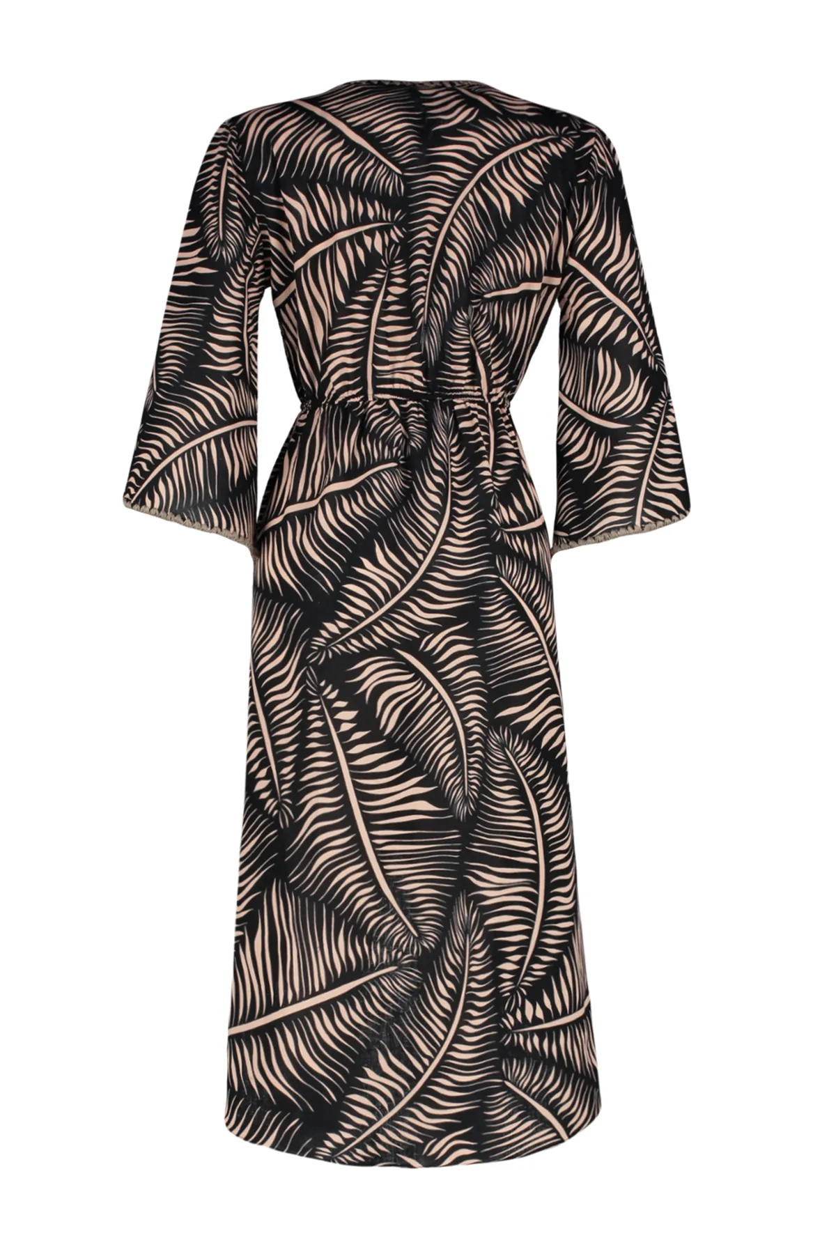 Trendyol Collection  Ethnisch gemustertes Midi-Strandkleid mit gewebtem Volant TBESS24EL00059