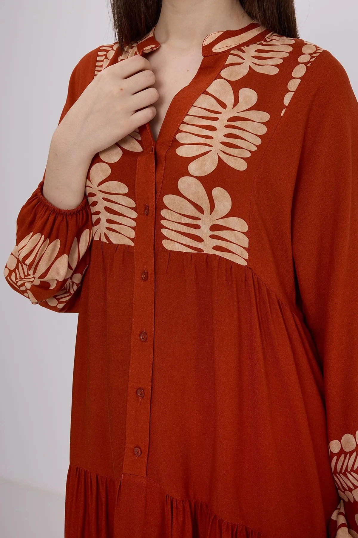 Bigdart  Damen-Hijab-Kleid aus ziegelroter Viskose 2423