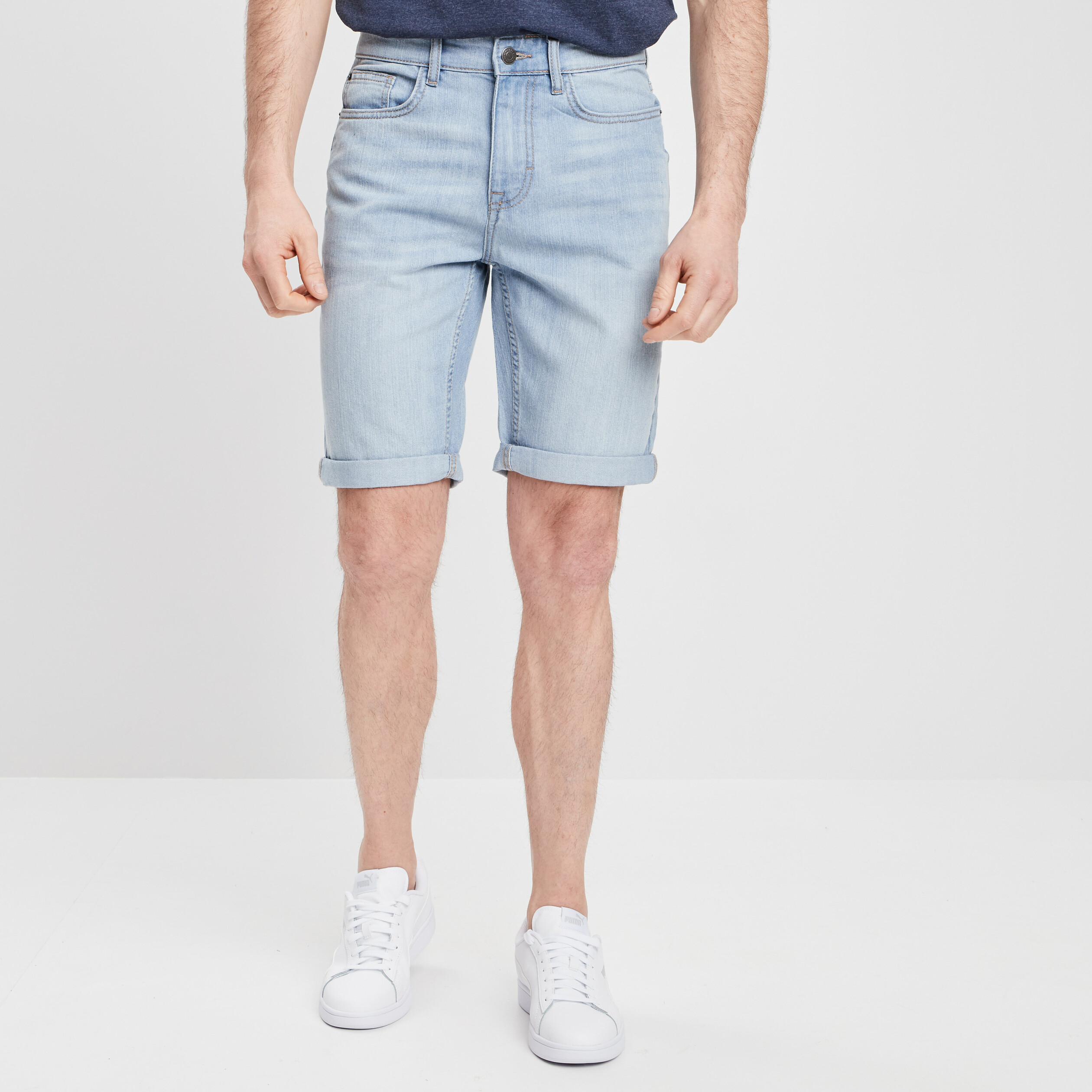 Bermuda regular en jean denim bleach homme | La Halle