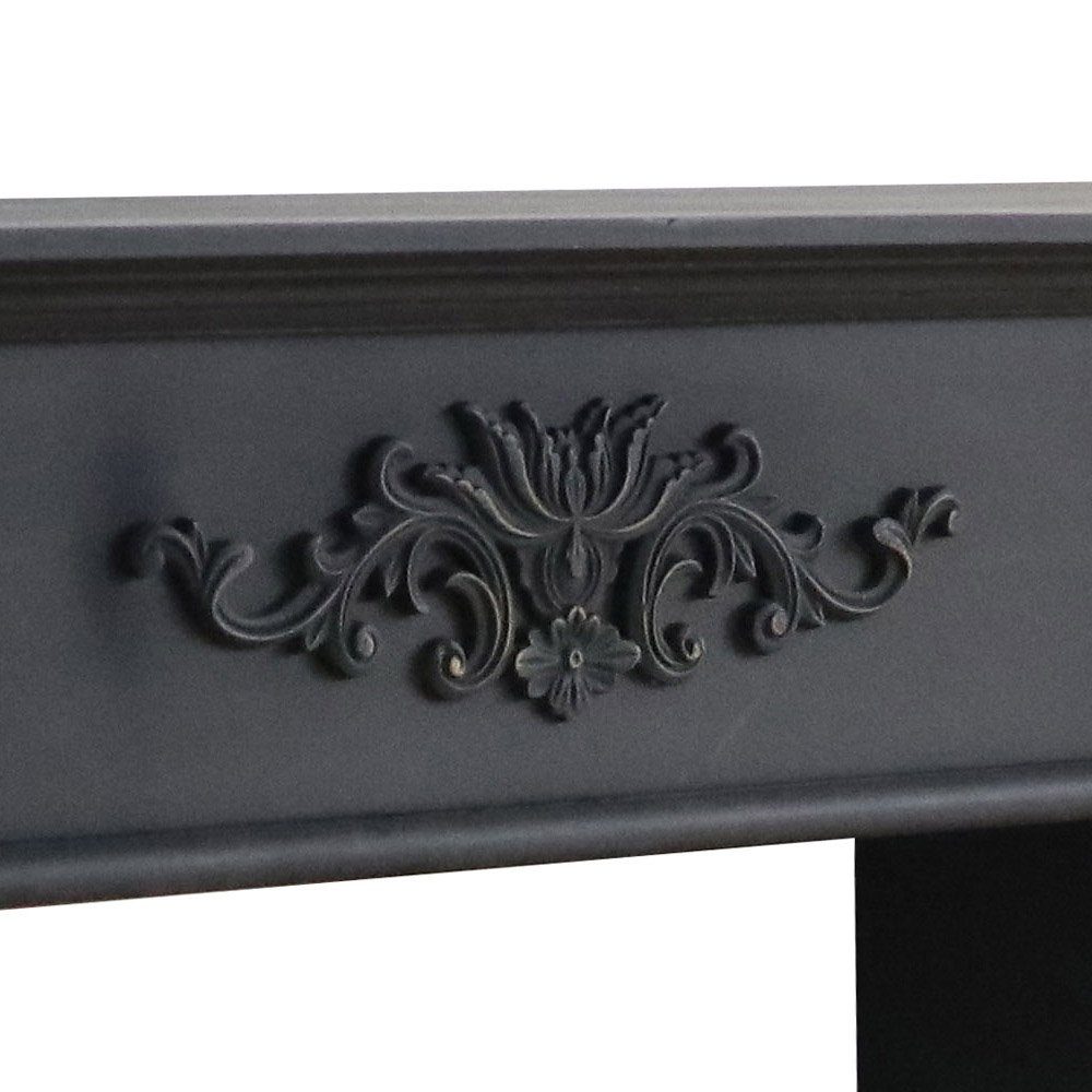 Grafelstein Dekokamin Kaminkonsole BLACK schwarz antik aus Holz