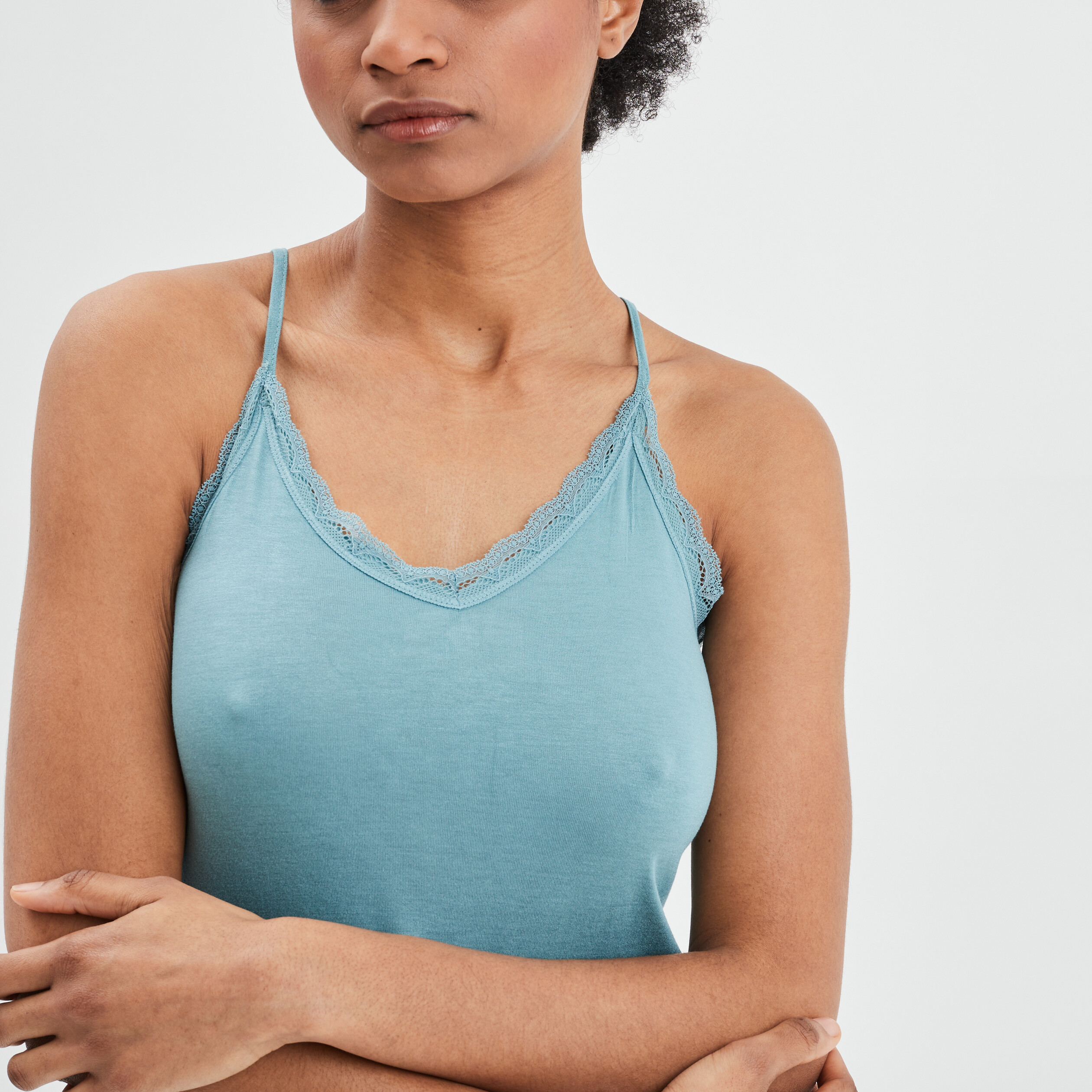 Haut de pyjama débardeur col V bleu gris femme | La Halle
