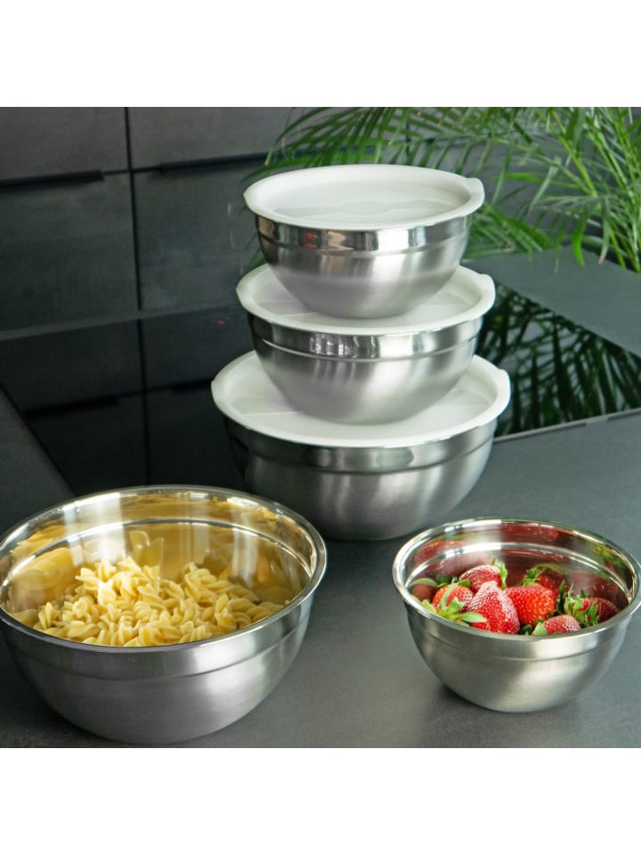 Intirilife 5-teiliges Salatschüssel Rührschüssel Set in Silber günstig kaufen onesize