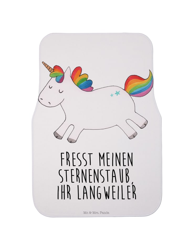 Mr. & Mrs. Panda Fahrer Autofußmatte Einhorn Happy mit Spruch in Weiß günstig kaufen onesize