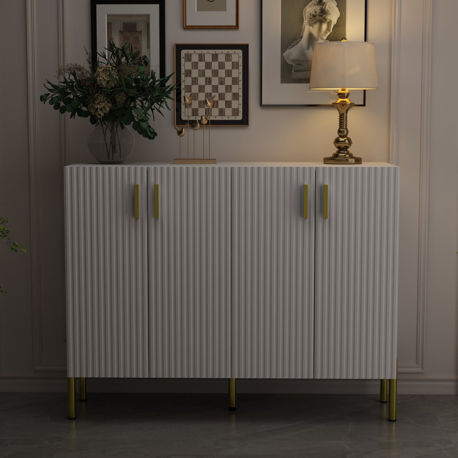 FUFU&GAGA Sideboard Küchenschrank mit 4 Türen, Breit 120cm