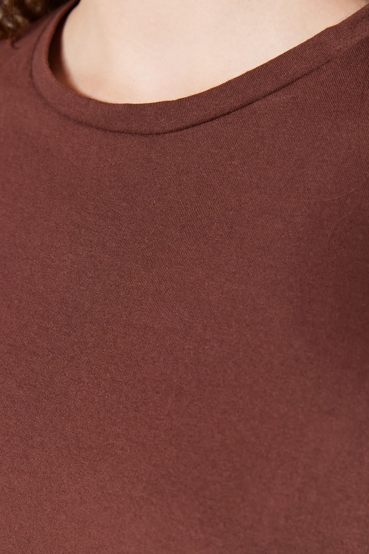 Trendyol Collection  Strick-T-Shirt im Boyfriend-Schnitt mit Rundhalsausschnitt - Braun, 100 % Baumwolle TWOSS20TS0134