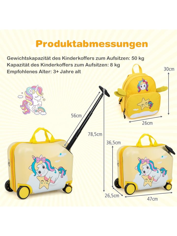 COSTWAY 2 tlg. Kinderkoffer Rucksack in Bunt günstig kaufen onesize