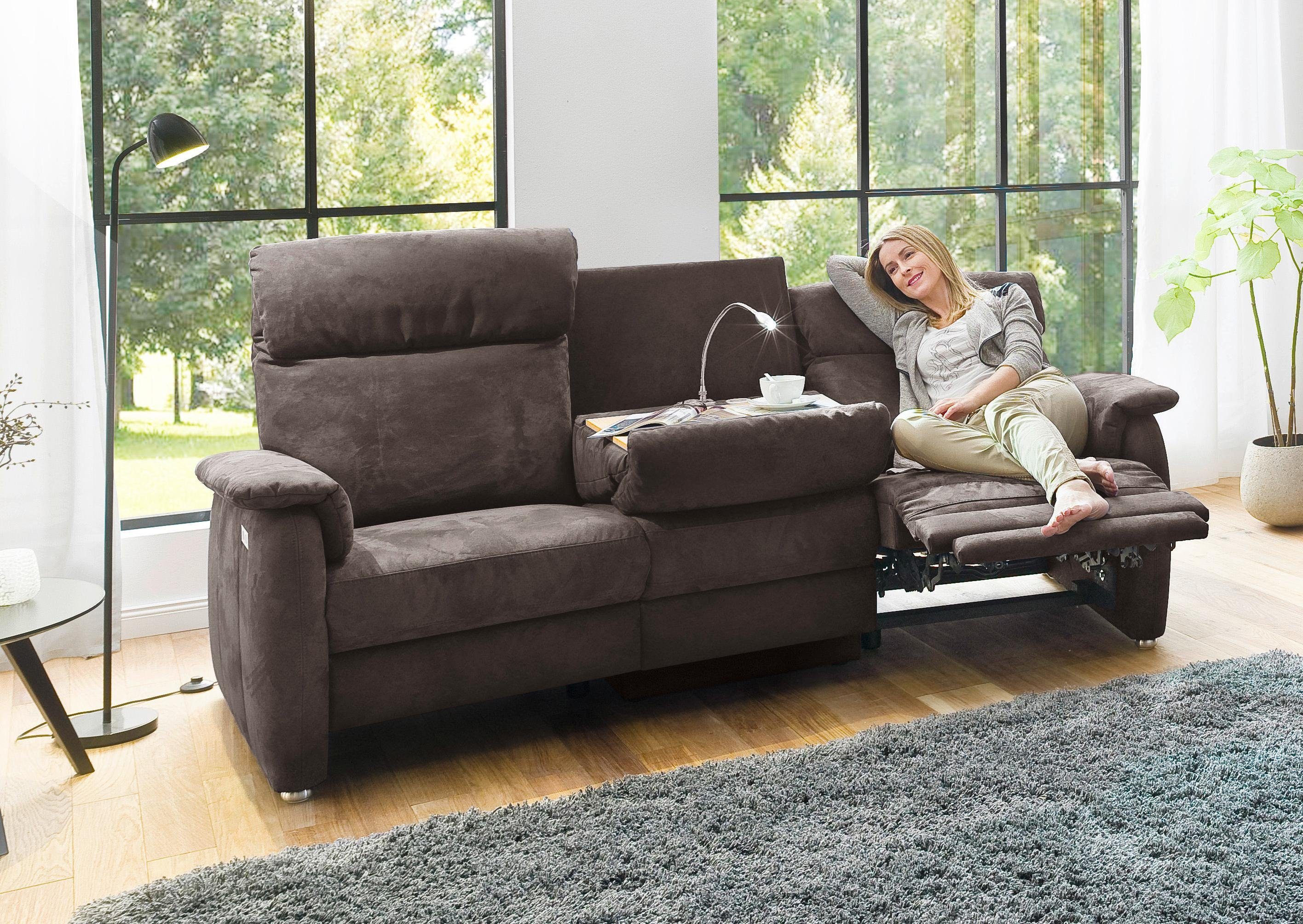 Home affaire Sofa Turin, mit motorischer Relaxfunktion, Tisch, Leuchte + USB-Ladestation