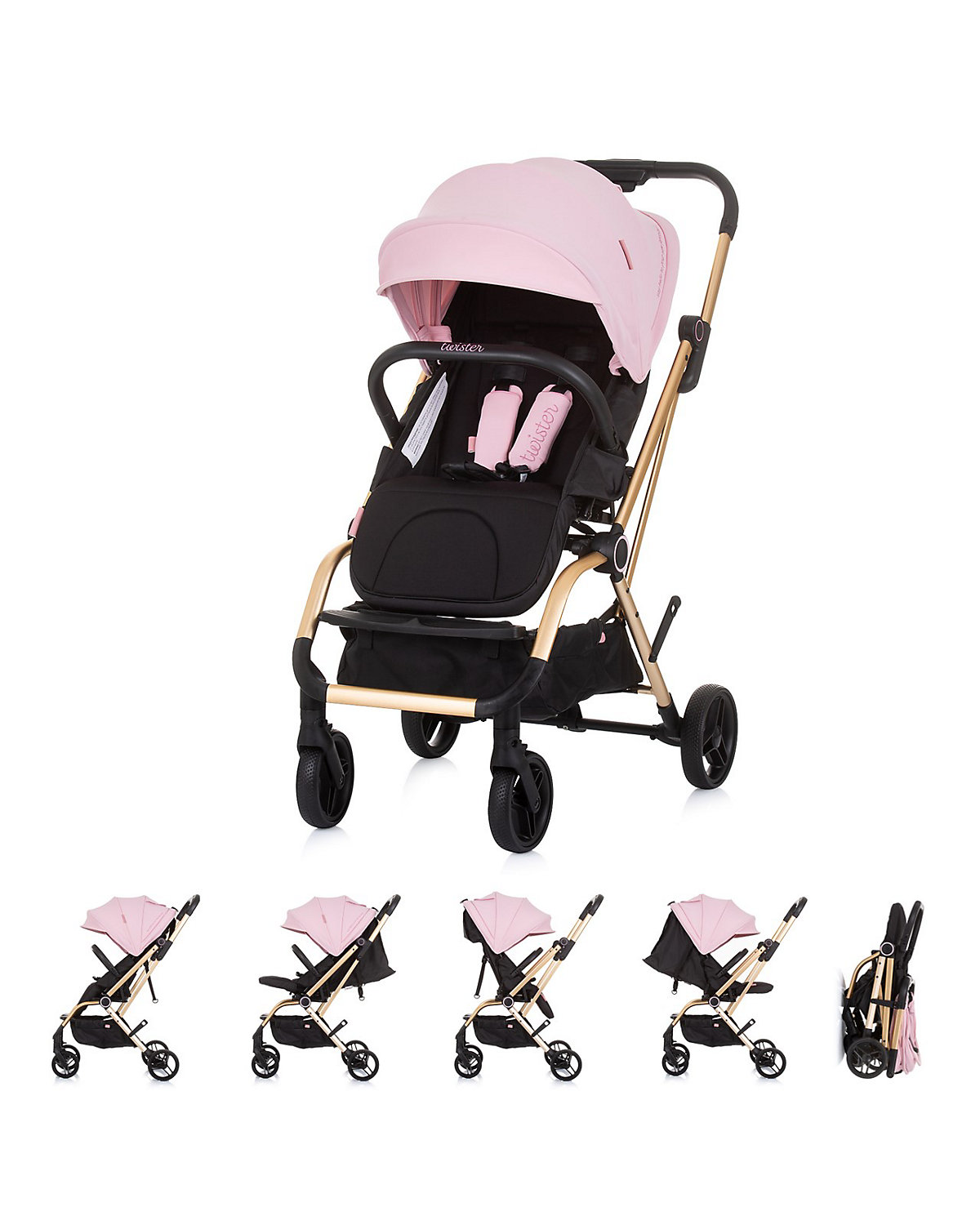 Kinderwagen Buggy Twister 360 Grad drehbar Rückenlehne verstellbar Korb PU-Räder Buggys