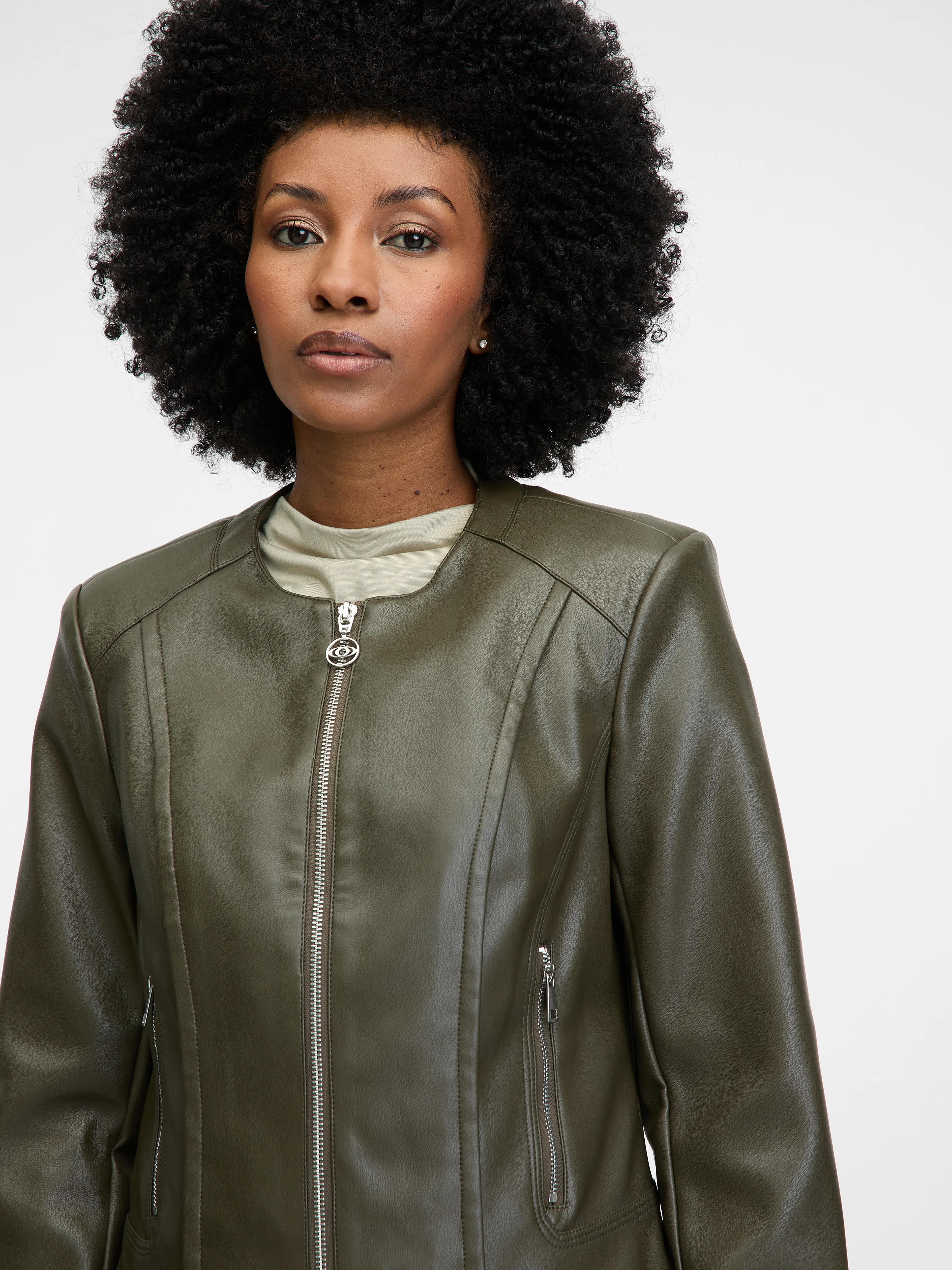 Khaki Damen Lederjacke ORSAY