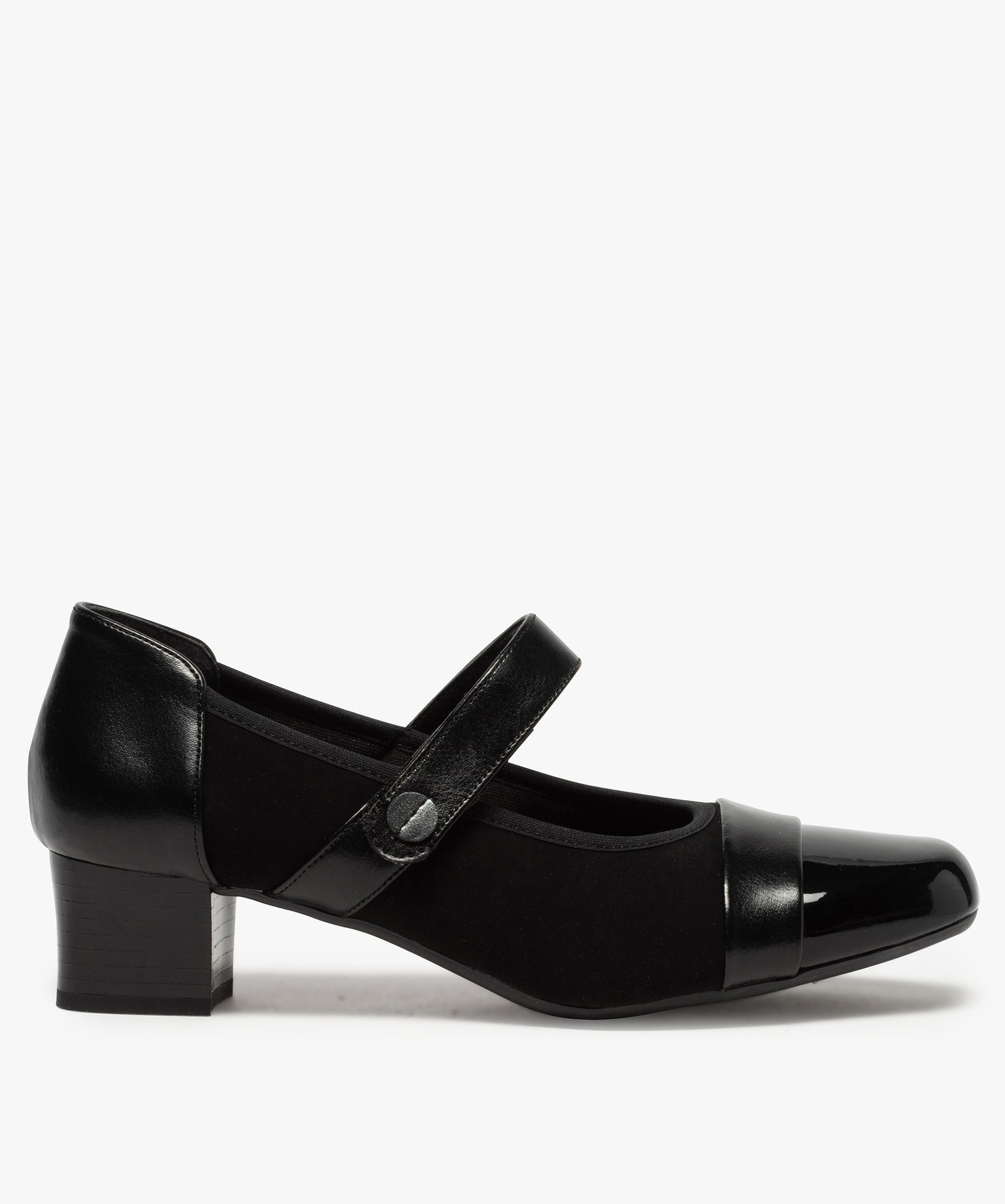 Escarpins confort multi-matières avec bride noir | GEMO