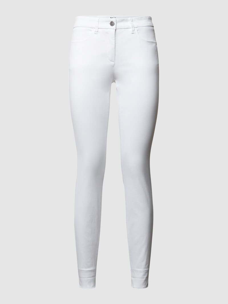 Skinny Fit Jeans mit Umschlag in weiß