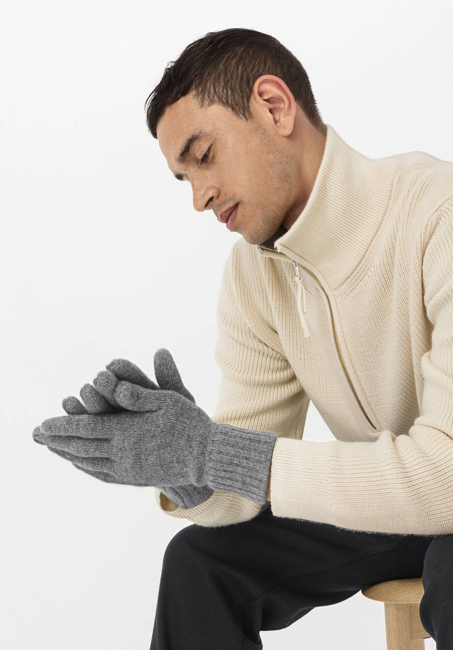Fingerhandschuhe aus Schurwolle mit Kaschmir