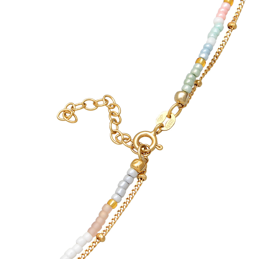 Elli Elli Collier Femmes choker couches cœur pendentif perles de verre en argent sterl collier