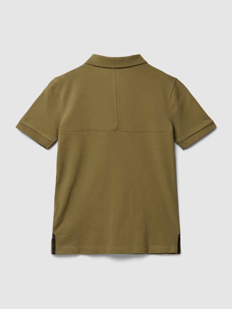 Poloshirt mit Label-Patch Modell 'BADGE PIQUE' in schokobraun