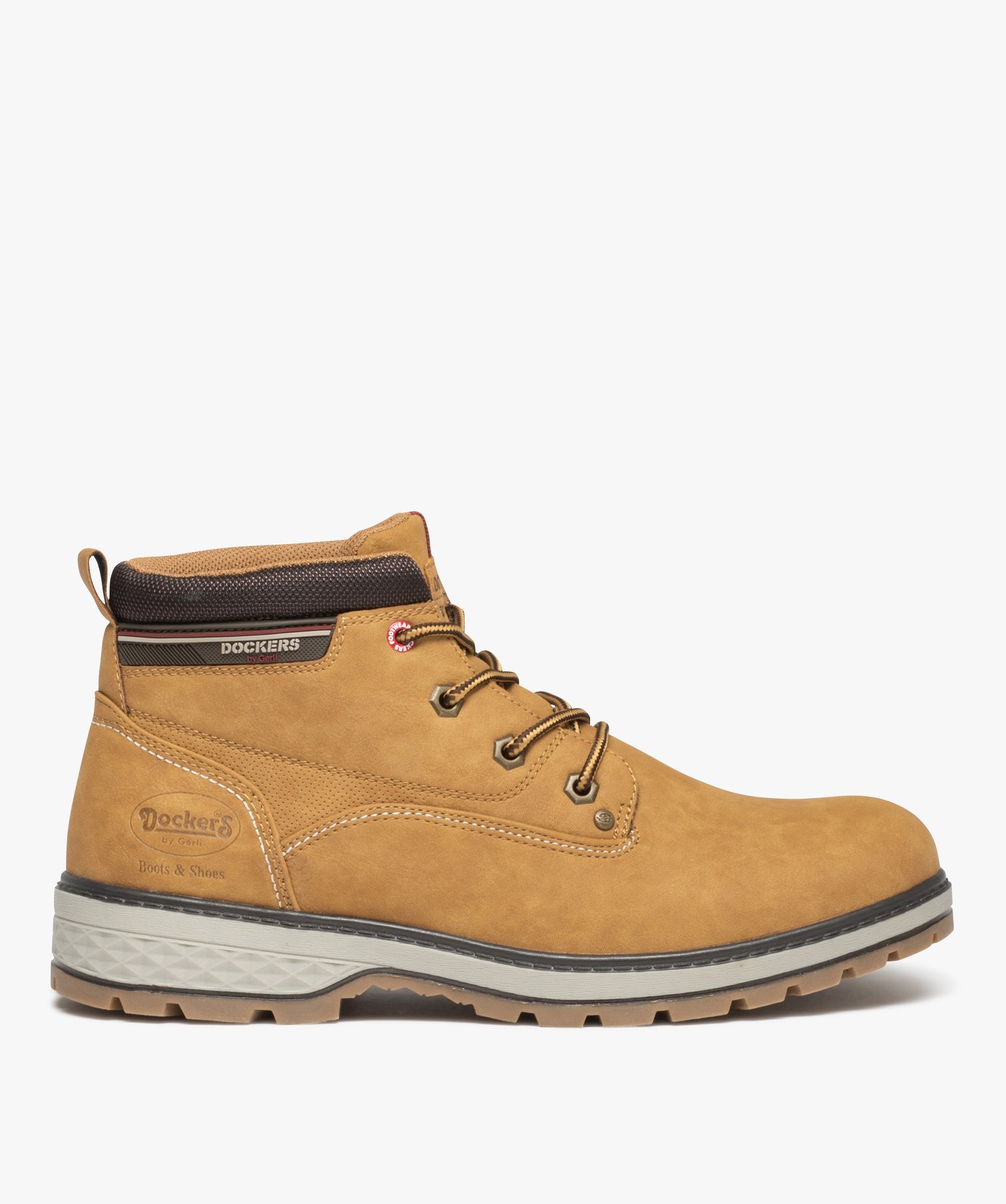 Boots homme à semelle crantée et à lacets bicolores - Doc... camel | GEMO