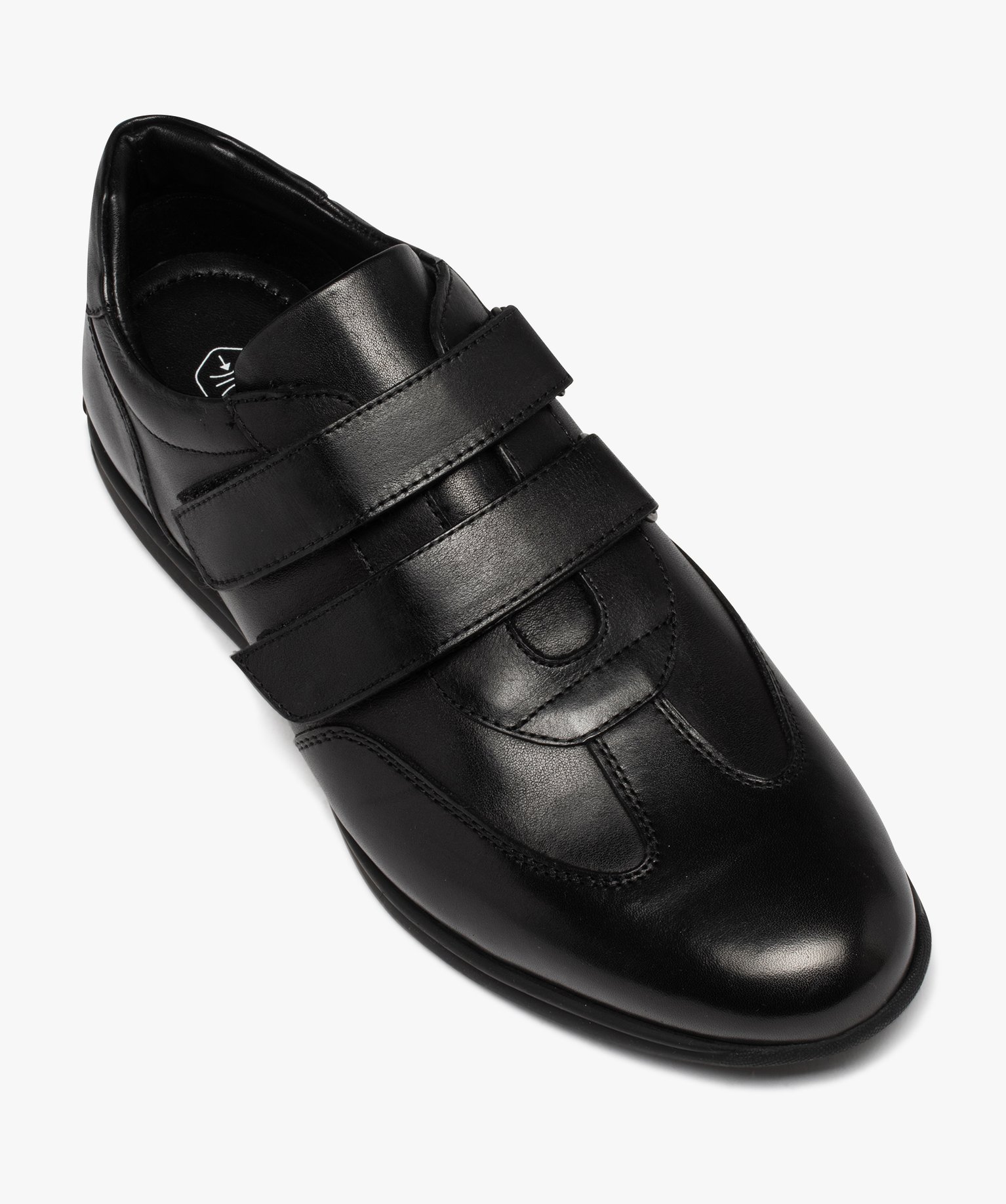 Derbies homme dessus en cuir uni à double scratch noir | GEMO