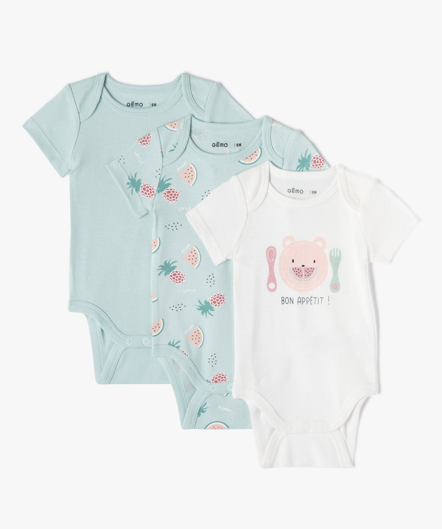 Body bébé à manches courtes et col US à motif fruits (lo... vert clair | GEMO