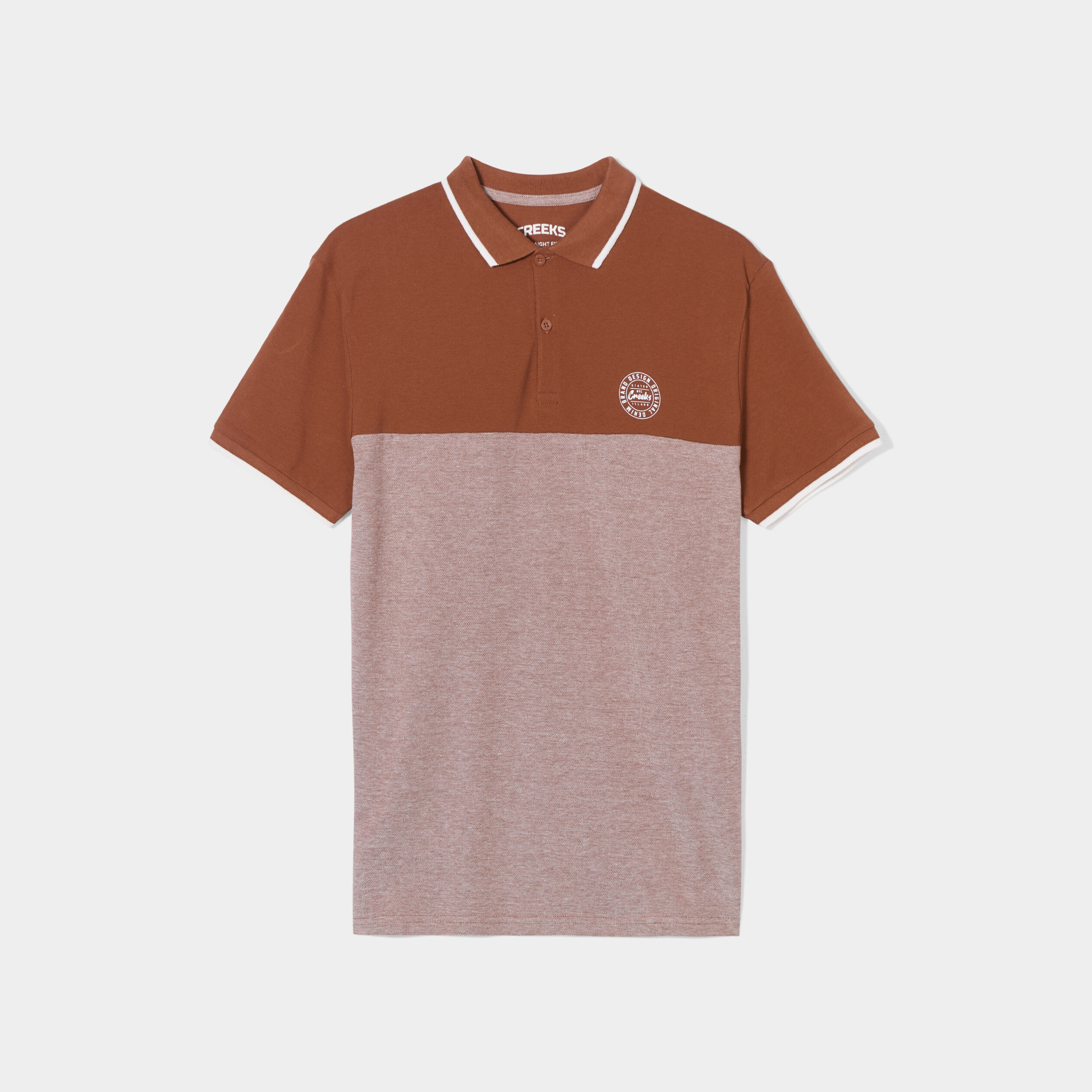 Polo manches courtes coton Creeks marron foncé homme | La Halle