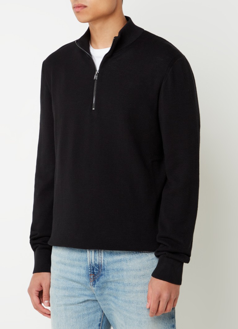 HUGO BOSS Ebrando fine knit half zip sweater