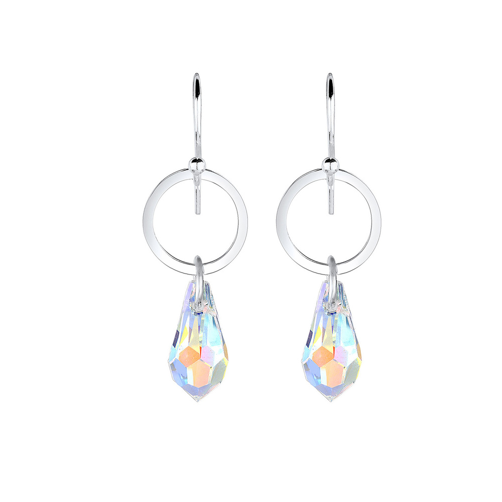 Elli Elli Boucles d'Oreilles Geo Kreis Tropfen Kristalle 925 Silber Boucles d'oreilles