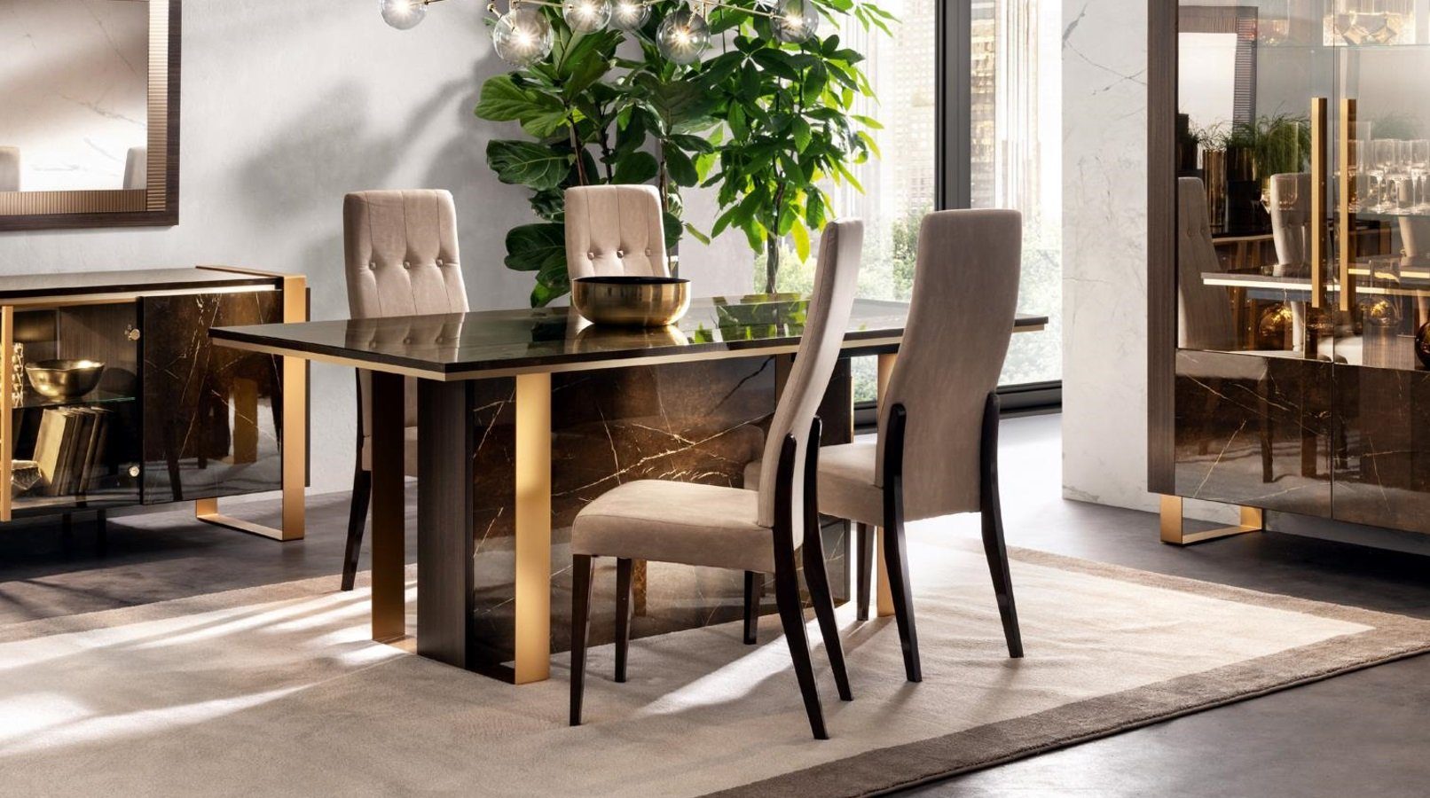 JVmoebel Esszimmer-Set Esstisch Esszimmer Set Essgruppe Klassischer Tisch 5tlg Tische neu 4x Stühle