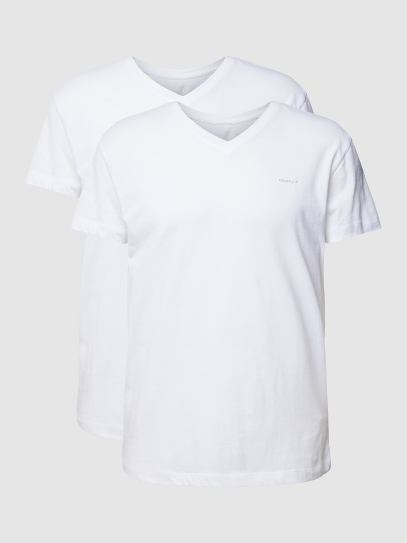 T-Shirt mit Label-Print im 2er-Pack in weiß