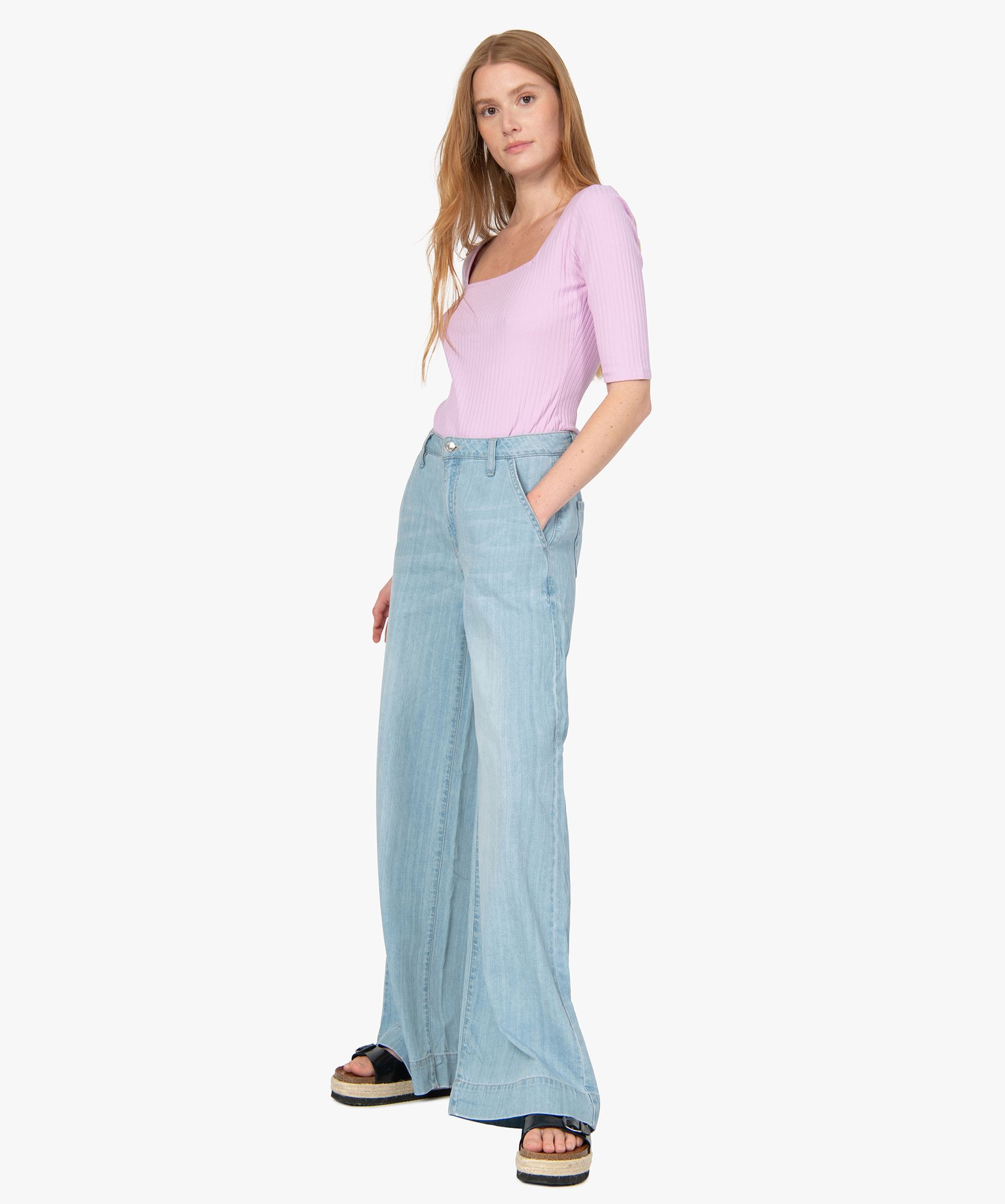 Tee-shirt femme à manches courtes en maille ctelée | GEMO