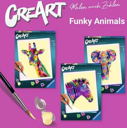 CreArt Funky Elefant - Malen nach Zahlen für Erwachsene