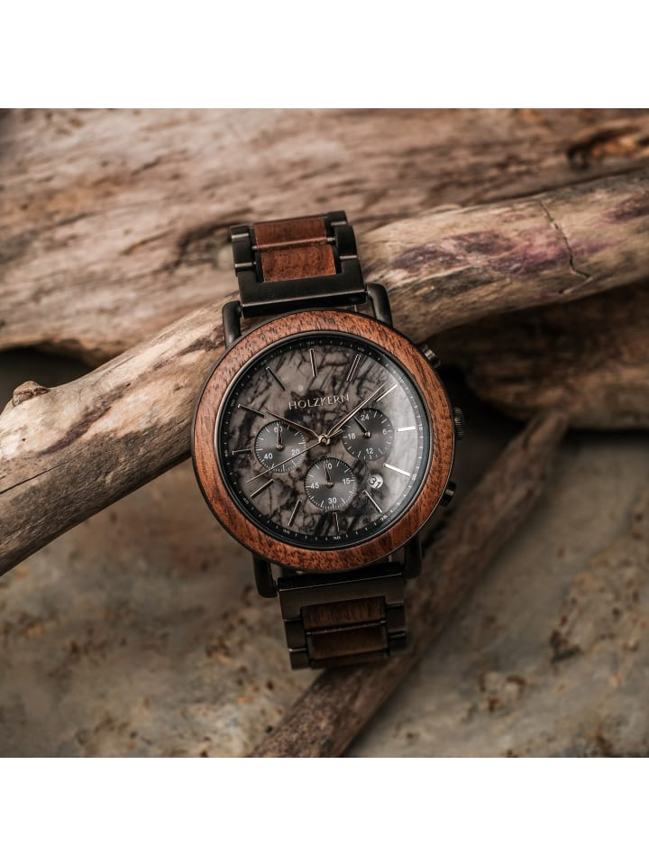 Holzkern Herrenuhr Quarz Chronograph Askja Walnuss/Marmor Anthrazit günstig kaufen onesize