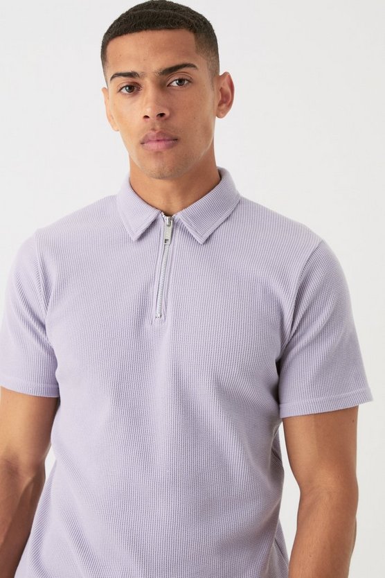 Slim-Fit Poloshirt & Shorts in Waffeloptik