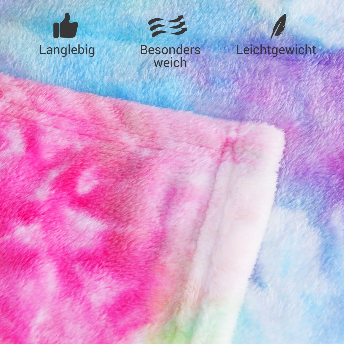 Wohndecke Bunte Kuscheldecke, Hautfreundlich und weich Sofadecke, Elegear, Regenbogen-Überwurf für Mädchen