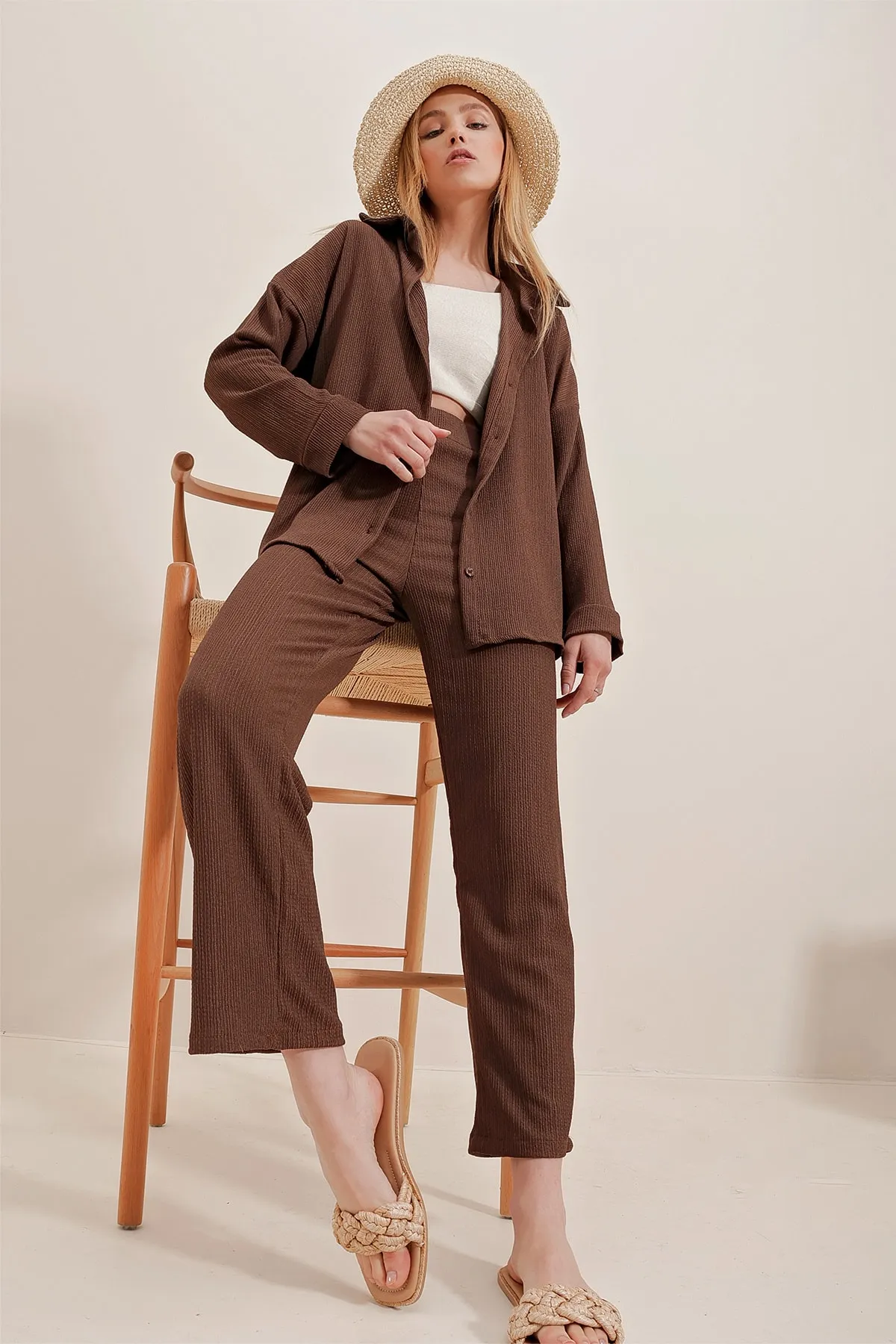 Trend Alaçatı Stili  Hemd - Dunkelblau - Relaxed Fit
