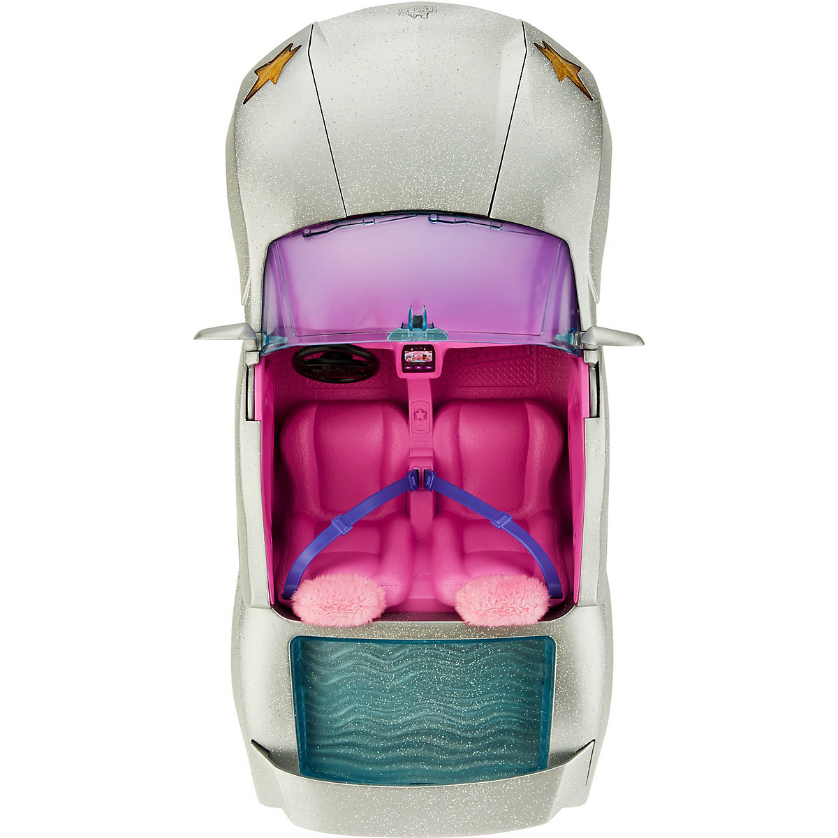 Barbie Extra Auto Cabrio (glitzert) mit Regenbogen Reifen, Zubehör