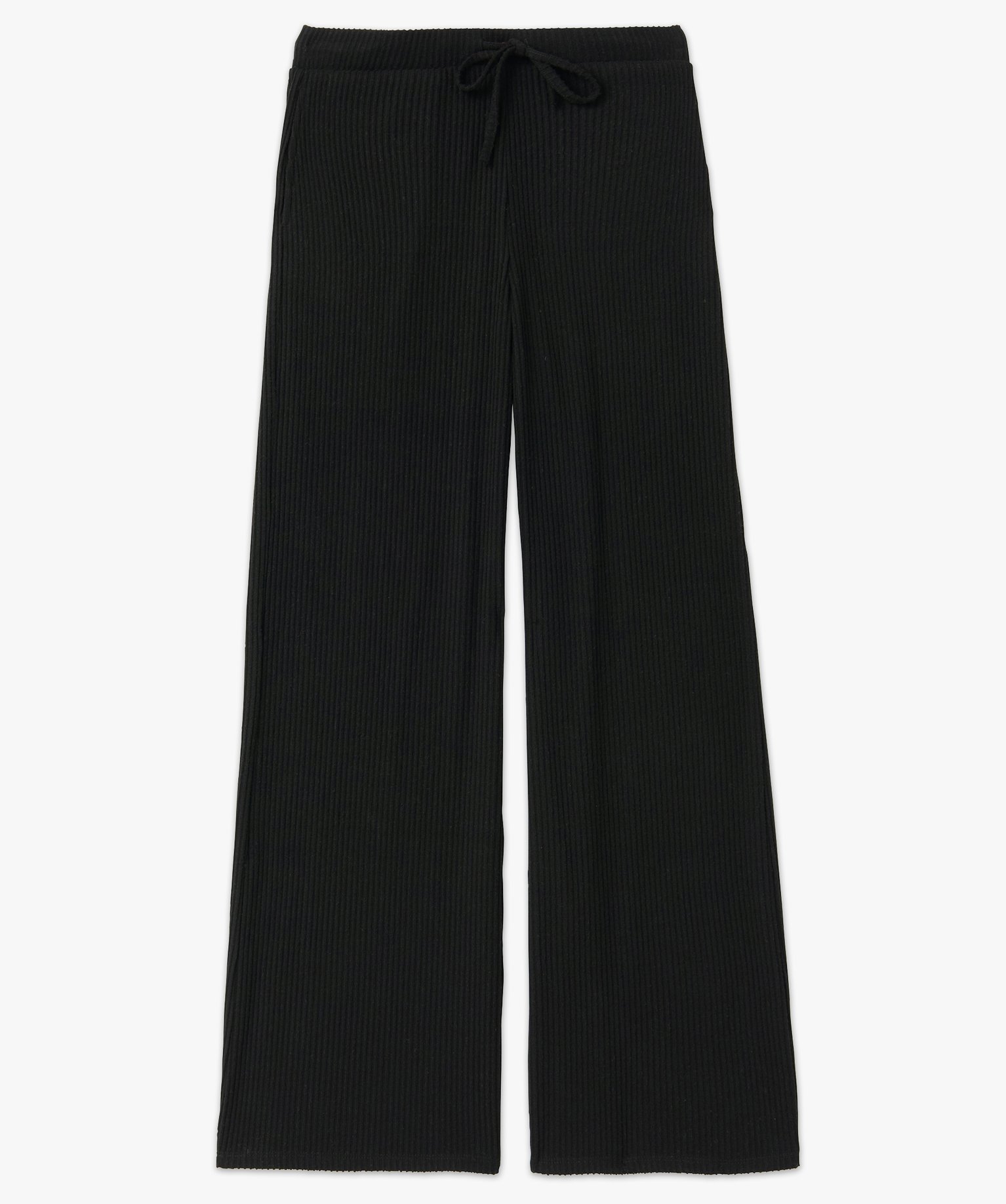 Bas de pyjama femme large en maille ctelée extra douce noir | GEMO