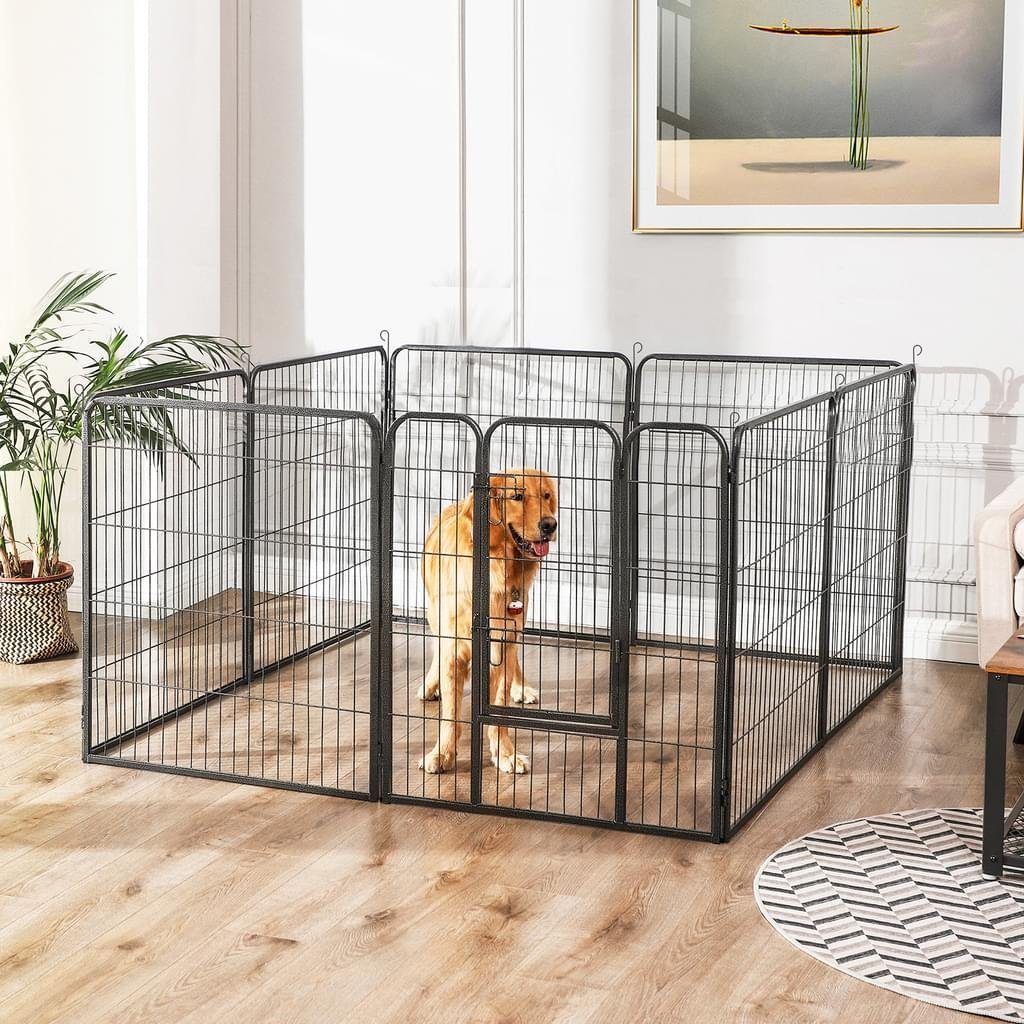 FEANDREA Hundekäfig, L/XL/XXL Welpenauslauf, 8 Platten DIY, Doppel-L-Schloss
