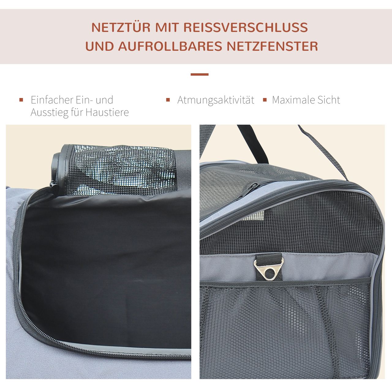 PawHut Hundetasche Hundebox Transportbox Tragetasche Katze Haustier faltbar grau