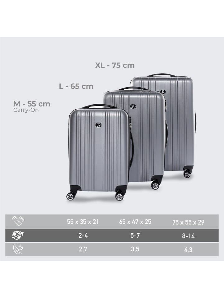 FERGÉ Kofferset Hartschale 3-teilig Hartschale 3 teilig Koffer Set TOULOUSE in silber günstig kaufen onesize