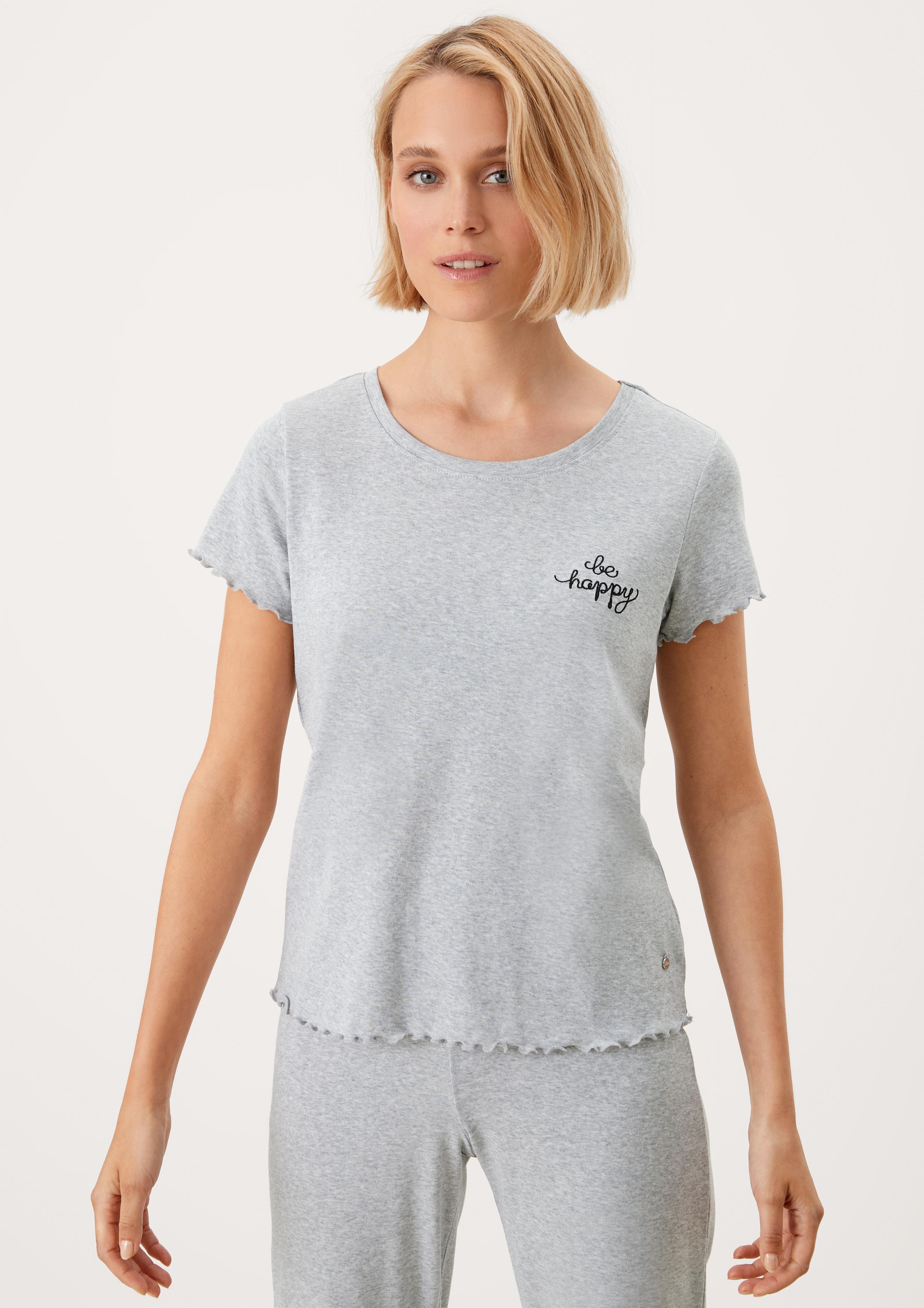 Pyjamashirt mit Wellensaum  6006120-9400