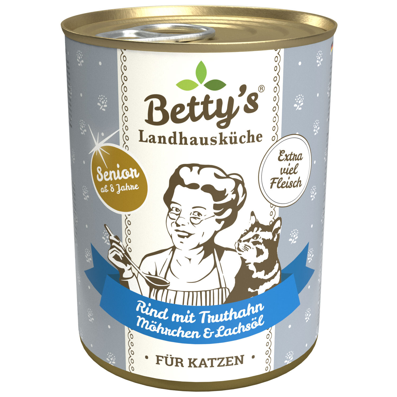 Betty's Landhausküche Nassfutter Betty's Landhausküche Betty' s Landhausküche SENIOR Katze Rind mit Truthahn, Möhrchen & Lachsöl 6x 400g