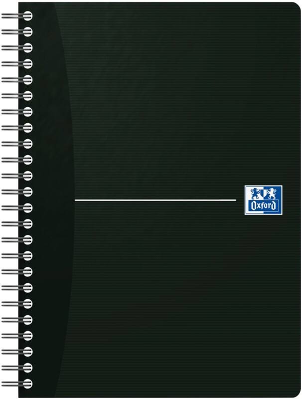 OXFORD Office Essentials Collegeblock DIN A5 Liniert Spiralbindung Karton Schwarz Nicht perforiert 180 Seiten 90 Blatt